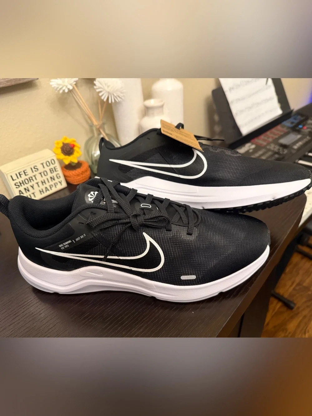 Nike Black White Downshifter 12 Mens Size 11 New NIB